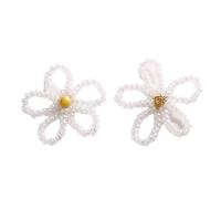 Hair Accessories DIY Findings Glass Beads with Brass Flower white 30mm Sold By PC