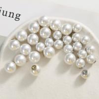 Brass Ear Nut Component Plastic Pearl with Brass Round DIY white Sold By PC