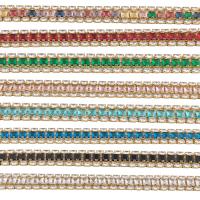 Messing armband met micro-paved kubieke zirconia's, gold plated, mode sieraden & voor vrouw & met zirkonia, meer kleuren voor de keuze, 11x3mm, Lengte 19.3 cm, Verkocht door PC