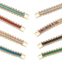 Messing armband met micro-paved kubieke zirconia's, gold plated, mode sieraden & voor vrouw & met zirkonia, meer kleuren voor de keuze, 12x3mm, Lengte 19.5 cm, Verkocht door PC