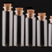 Botella Vidrio de los Deseos, con tapón de madera, Bricolaje & diverso tamaño para la opción, claro, Vendido por UD