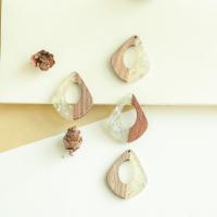 Wood Pendants with Silver Foil & Resin Teardrop DIY & hollow Approx Sold By Bag