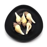 Natural Trumpet Shell Pendants with Rhinestone Clay Pave & Brass Conch gold color plated DIY Sold By PC