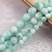 Gemstone smykker perler, Angelite, Runde, poleret, du kan DIY, lysegrøn, 39-41CM, Solgt af Strand