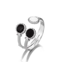 304 roestvrij staal Manchet Finger Ring, verschillende stijlen voor de keuze & voor vrouw & glazuur, oorspronkelijke kleur, Maat:7, Verkocht door PC