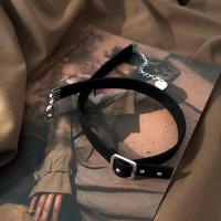 Mode Choker Ketting, PU, met Zinc Alloy, met 5cm extender keten, mode sieraden & voor vrouw, zwart, Lengte Ca 32 cm, Verkocht door PC