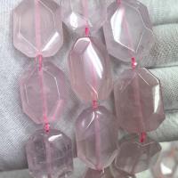 Naturlige rosenkvarts perler, Rose Quartz, Polygon, du kan DIY & facetteret, lyserød, 23x30mm, Solgt Per Ca. 38 cm Strand