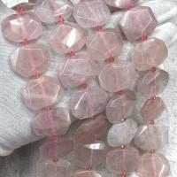 Naturlige rosenkvarts perler, Rose Quartz, Polygon, du kan DIY & facetteret, lyserød, 18x23mm, Solgt Per Ca. 38 cm Strand