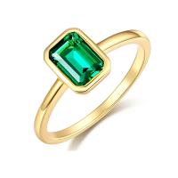 925 Sterling Silver Finger Rings with Emerald fashion jewelry & for woman nickel lead & cadmium free Sold By PC