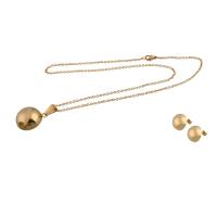 Stainless Steel smycken Ställer, Stud Örhänge & halsband, 304 rostfritt stål, 2 stycken & mode smycken & för kvinna, gyllene, Längd Ca 19.69 inch, Säljs av Ställ