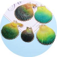 Shell Pendants with Brass gold color plated dyed & DIY gradient color Length about 30-47mm Hight about 33-55mm Sold By Bag