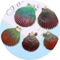 Shell Pendants with Brass gold color plated dyed & DIY gradient color Length about 35-48mm Hight about 38-54mm Sold By Bag