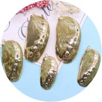 Shell Pendants with Brass gold color plated DIY Length about 19-28mm Hight about 39-60mm Sold By Bag