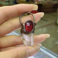 Quartz Gemstone Pendants Clear Quartz with Ruby & Brass plated DIY mixed colors Sold By PC