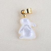 Natural White Shell Pendants with Brass Rabbit DIY white Sold By PC