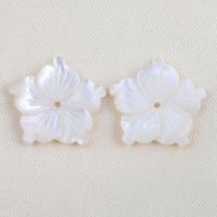 Natural White Shell Perler, Flower, du kan DIY, hvid, 19.30x19.20x2.80mm, Solgt af PC