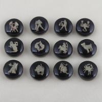 Black Shell korálky, 12 Znaky zvěrokruhu, DIY & různé designy pro výběr, černý, 11.80x5.90mm, Otvor:Cca 0.6mm, 10PC/Bag, Prodáno By Bag