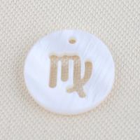 Natural White Shell Pendants, 12 Signs of the Zodiac, DIY & different designs for choice, white, 12x1.30mm, Sold By PC