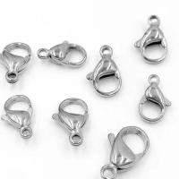 Titanium Alloy Lobster Clasp, plated, DIY & different size for choice, silver color, 10PCs/Lot, Sold By Lot