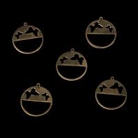 Pingentes de bronze oco, cobre, Roda plana, DIY & vazio, cor original, níquel, chumbo e cádmio livre, 31x28x1mm, Aprox 100PCs/Bag, vendido por Bag