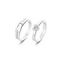Couple Finger Rings 925 Sterling Silver fashion jewelry & Unisex & micro pave cubic zirconia nickel lead & cadmium free US Ring Sold By PC