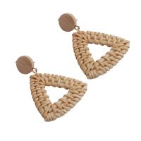 Earring Jewelry Rattan with Wood fashion jewelry & for woman Sold By Pair