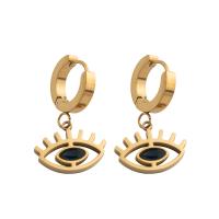 Evil Eye Oorbellen, 304 roestvrij staal, mode sieraden & voor vrouw, gouden, 28x16x3mm, Verkocht door pair