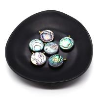 Φυσικό Abalone Shell Μενταγιόν, με Ορείχαλκος, χρώμα επίχρυσο, DIY, 20mm, Sold Με PC