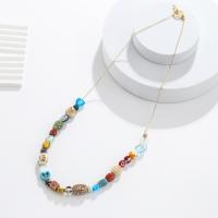 Lampwork Necklace, Brass, with Lampwork, fashion jewelry & Bohemian style & for woman, Length:Approx 68 cm, Sold By PC