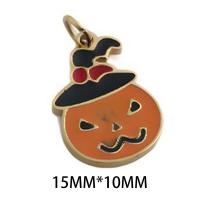 Moda Halloween wisiorek, Stal nierdzewna 304, Powlekane, DIY & emalia, złoty, 15x10x1.50mm, otwór:około 3mm, sprzedane przez PC