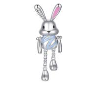 Enamel Brooch Brass Rabbit fashion jewelry & micro pave cubic zirconia & for woman nickel lead & cadmium free Sold By PC