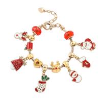 Zinc Alloy Children Bracelet plated Unisex & Christmas jewelry & enamel & with rhinestone Length Approx 6 Inch Sold By PC