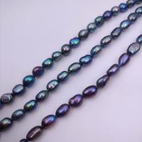 Keishi ferskvandskulturperle Beads, Ferskvandsperle, du kan DIY, sort, Length about 7-8mm, Ca. 36pc'er/Strand, Solgt Per Ca. 36 cm Strand