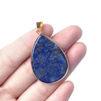 Gemstone Pendants Jewelry, with Brass, Teardrop, plated, DIY & different materials for choice, more colors for choice, 26x36mm, Sold By PC