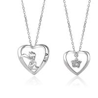 Couple Necklace 925 Sterling Silver Heart plated Unisex & micro pave cubic zirconia platinum color Sold By PC