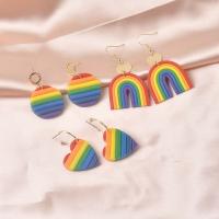 Polymer Clay Earring with Zinc Alloy handmade fashion jewelry & for woman multi-colored Sold By Pair