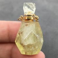 Citrine Perfume Bottle Pendant with Zinc Alloy gold color plated DIY & carved yellow 30mm Sold By PC