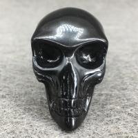 Fashion Decoration Ice Obsidian Skull Carved for home and office black 60mm Sold By PC