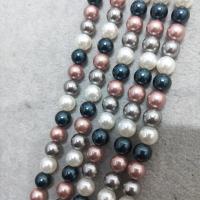 Pärlpärlor i glas, Glass Pearl, Rund, plated, DIY & olika storlek för val, blandade färger, Såld Per Ca 38 cm Strand