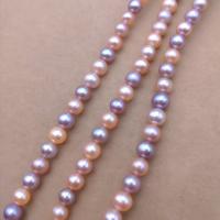 Perles de nacre rondes de culture d'eau douce, perle d'eau douce cultivée, DIY, couleurs mélangées, Length about 6.5-7mm, Environ 59PC/brin, Vendu par Environ 38 cm brin