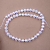 Natural Freshwater Pearl Loose Beads Slightly Round DIY white Length about 9-10mm Sold Per Approx 38 cm Strand