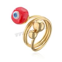 Evil Eye sieraden vinger ring, Messing, plated, mode sieraden & glazuur, meer kleuren voor de keuze, nikkel, lood en cadmium vrij, Ring inner diameter:17 ~19mm, Verkocht door PC