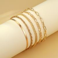 Zinc Alloy Bracelet plated 5 pieces & fashion jewelry & for woman gold nickel lead & cadmium free Sold By Set