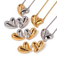 Fashion Stainless Steel Jewelry Sets 304 Stainless Steel with 2.36inch extender chain Heart Vacuum Ion Plating fashion jewelry & for woman .3*25.3mm .6*26mm Length Approx 17.52 Inch Sold By PC