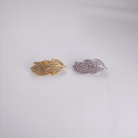 Brass Jewelry Clasps Leaf plated DIY & micro pave cubic zirconia nickel lead & cadmium free Sold By PC