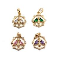 Rhinestone Brass Pendants Bee gold color plated DIY & with rhinestone nickel lead & cadmium free Sold By PC