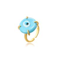 Evil Eye sieraden vinger ring, Messing, met Glas, plated, voor vrouw & glazuur, meer kleuren voor de keuze, Verkocht door PC