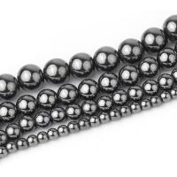 Non-magnetska hematita perle, Krug, možete DIY & različite veličine za izbor, crn, Prodano Per Približno 38 cm Strand