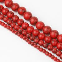Turkis perler, Syntetisk Turkis, Runde, poleret, du kan DIY & forskellig størrelse for valg, rød, Solgt Per Ca. 38 cm Strand