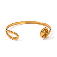 Rostfritt stål Armring, 304 rostfritt stål, plated, mode smycken, gyllene, The inside diameter of the bracelet is 5.66cm, Säljs av PC